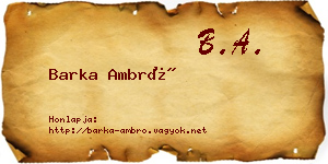 Barka Ambró névjegykártya